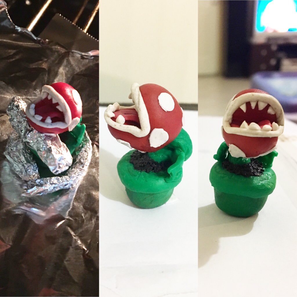 KarlyInAbox's tweet photo. #BuildALadder was especially important today, so I took care of my hands with some #physiotherapy of making #tinythings that make me smile. Today's creation, a #piranahplant from #mario :) #thumbforscale @eatyourkimchi @BobbyDukeArt thought it might make you folks smile too :) https://t.co/ha1Ewfaa00