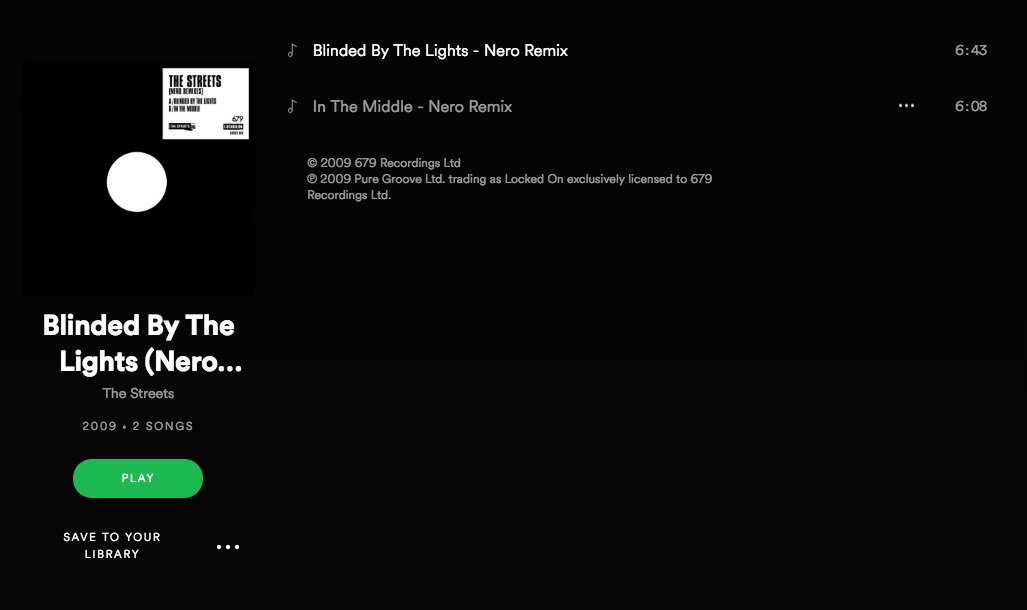 AndyMapley's tweet image. So @Spotify, any ideas why I cant listen to the In The Middle Remix by @NeroUK. It's greyed out. Reminiscing about the good old days AND I CANT ADD IT TO MY PLAYLIST! #boo #fixplease