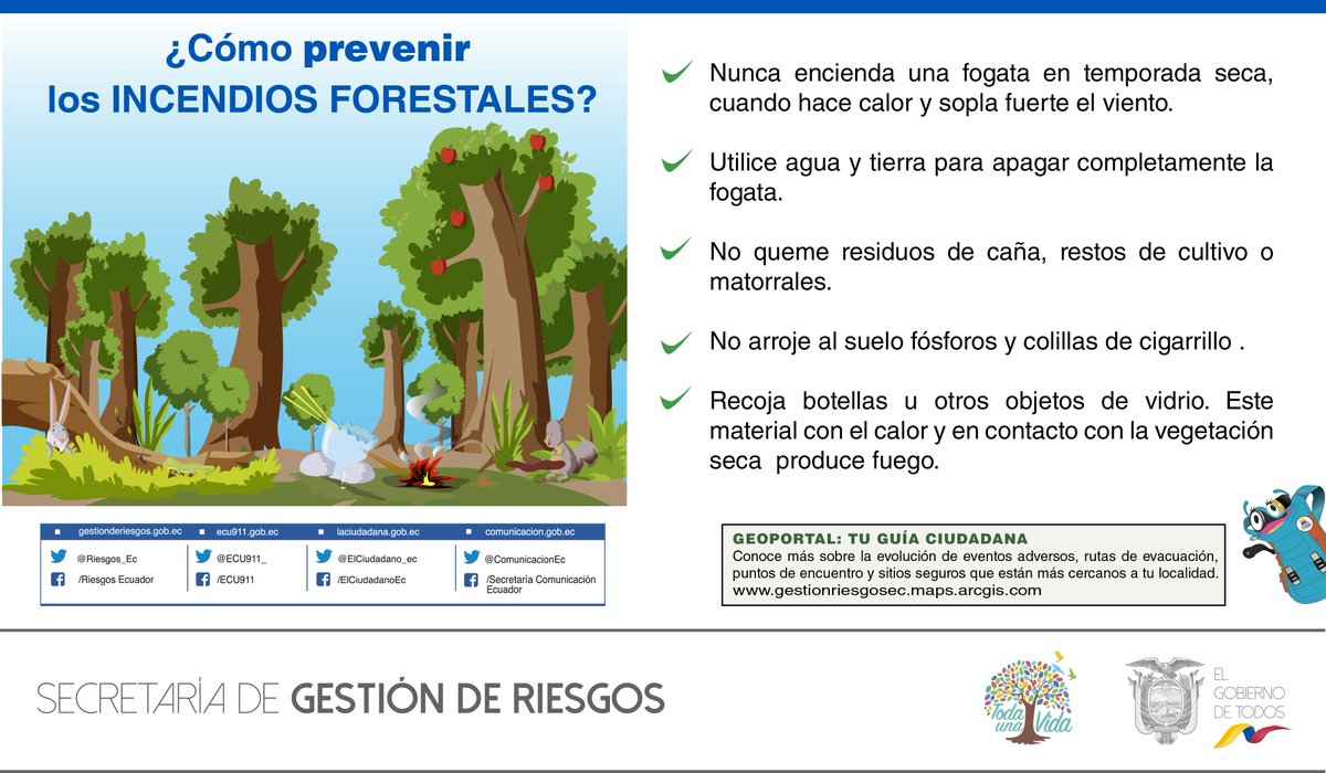 ¿Sabes cómo prevenir incendios forestales? #MíaLaMochila te informa para que estés preparado 
#EcuadorPrevenido