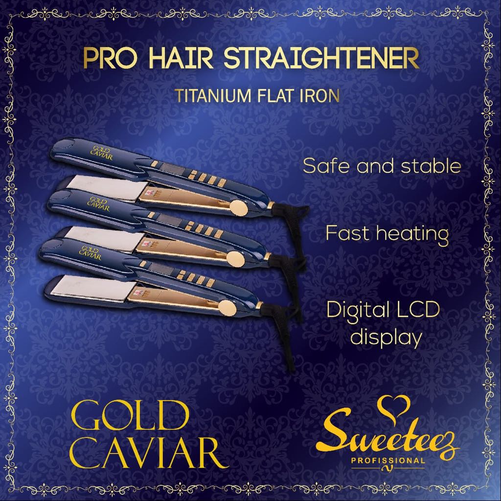 SweeteezPro's tweet image. GOLD CAVIAR straightener is made with Nano Titanium Ceramic and Tourmaline plates that are needed to conduct heat and maintain stability in ultra high-temperatures &amp;gt; #SweeteezProfissional #Sweeteez #GoldCaviar #HairDryer #HairProduct #HairProtein #StraightHair #HairStraightener