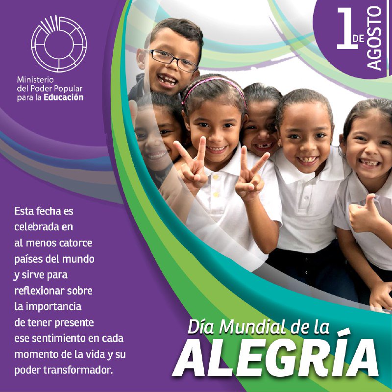 #EFEMÉRIDE | Hoy es 1° de agosto con A de alegría, no solo comenzamos un nuevo mes sino que además, celebramos el Día Mundial de la Alegría. Esta fecha fue instaurada desde 2010 por iniciativa del colombiano Alfonso Becerra. <a href="/NicolasMaduro/">Nicolás Maduro</a> <a href="/JauaMiranda/">Elías Jaua</a>