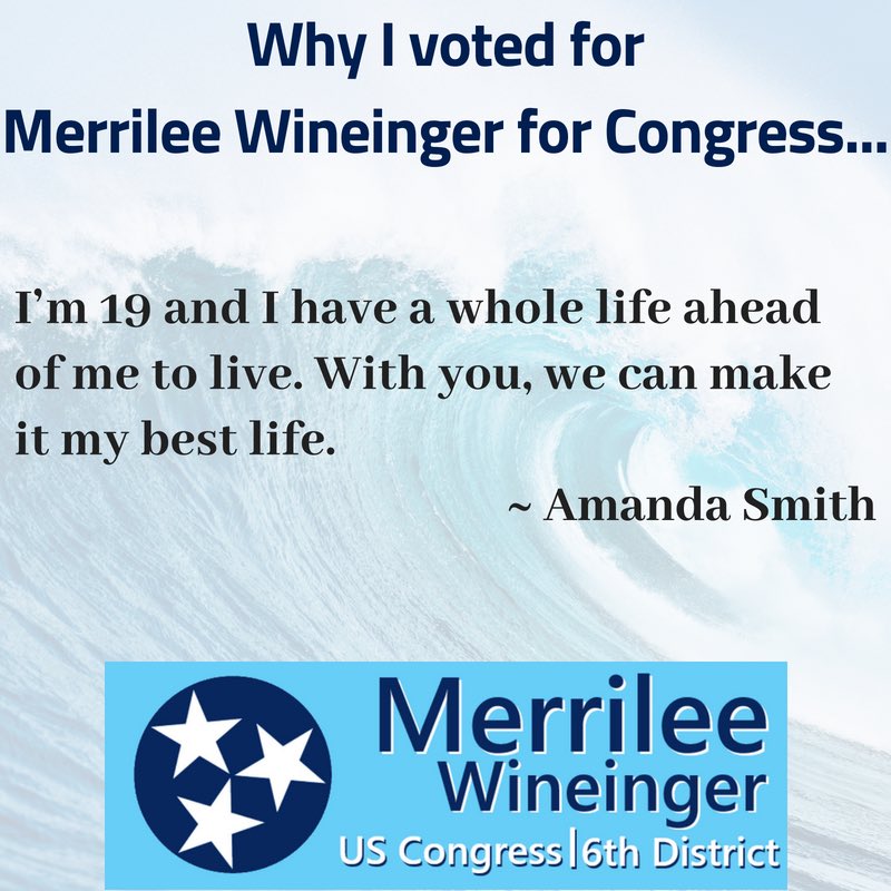 MerrileeforTN's tweet photo. Why are people going to the polls to #ElectMerrilee? Today we are sharing some of their comments! Leave your own if you have voted early or plan to vote Thursday! #GOTV #Tennessee https://t.co/RtNdZUBzLj