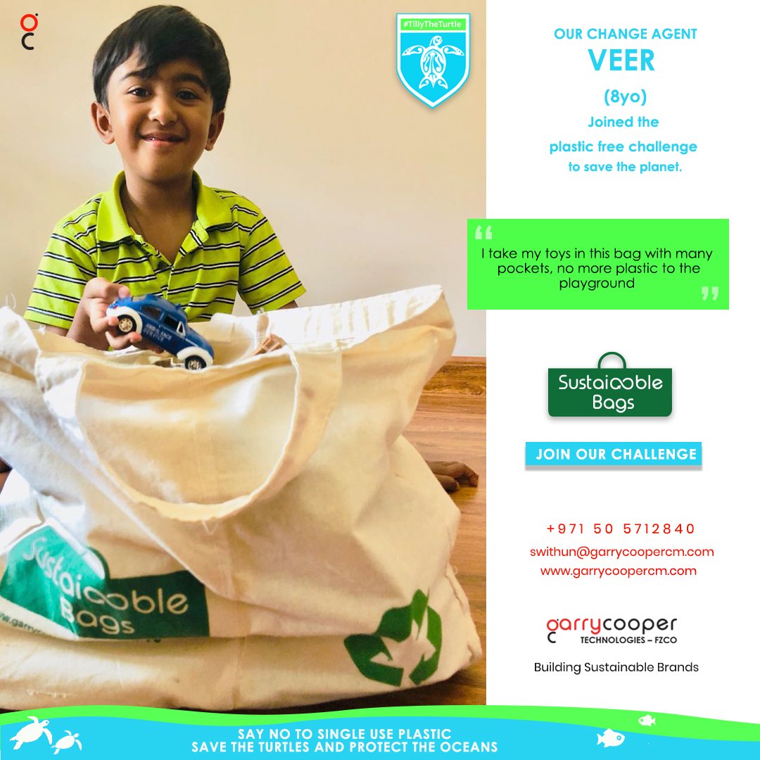 8yo VEER just made our day! Thank you for being our super cool environment ambassador for change!

Join our war against plastic and we feature you.
garrycoopercm.com/plasticfreecha…
#Sustainablebag #plasticfree #waragainstplastic #savetheturtles #protecttheoceansNeed