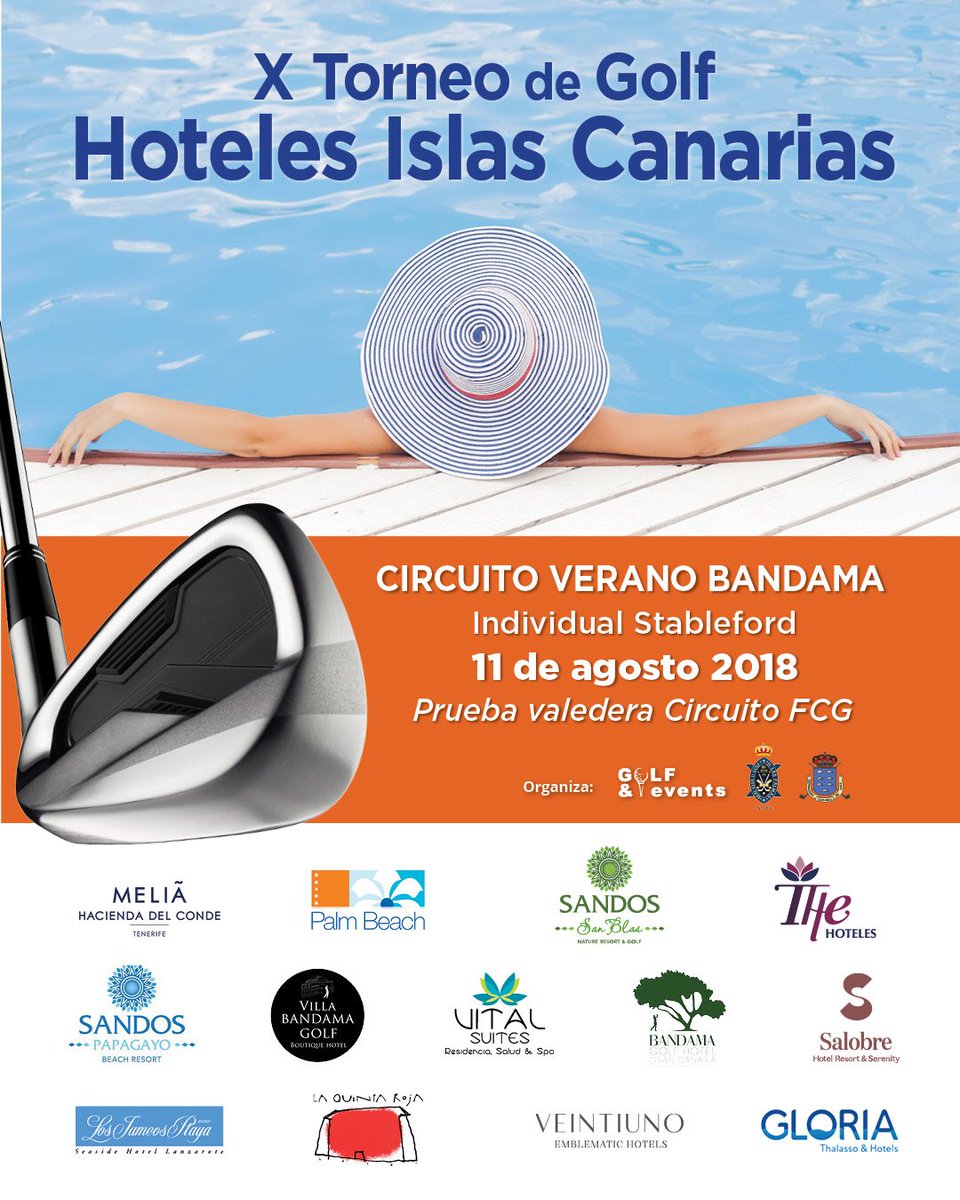 Llega el torneo del verano!Próx.11 agosto X Torneo Hoteles Islas Canarias,prueba del Circuito Verano Bandama y valedera Circuito <a href="/fedcanariagolf/">Fed. Canaria de Golf</a>
Colabora:
<a href="/sanblas/">Sheila Sanblas</a>
@HotelesTHe
<a href="/Seaside_Hotels/">Seaside Hotels </a>
@vitalsuites
<a href="/LAQUINTAROJA/">Hotel La Quinta Roja</a> 
<a href="/MeliaHacienda/">meliahacienda delconde</a> 
@SalobreHotel
@gloriaPalace
<a href="/BandamaGolfHtel/">Bandama Golf Hotel</a>