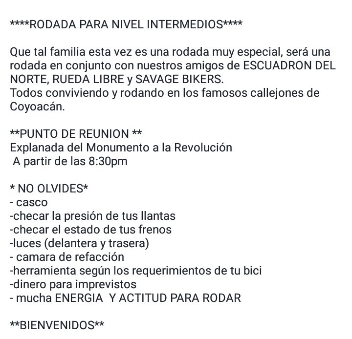 DesarrolloSuave's tweet photo. Los esperamos.🚲🚲 ** RODADA PARA INTERMEDIOS **🚲🚲 https://t.co/FK8XpQAfrU