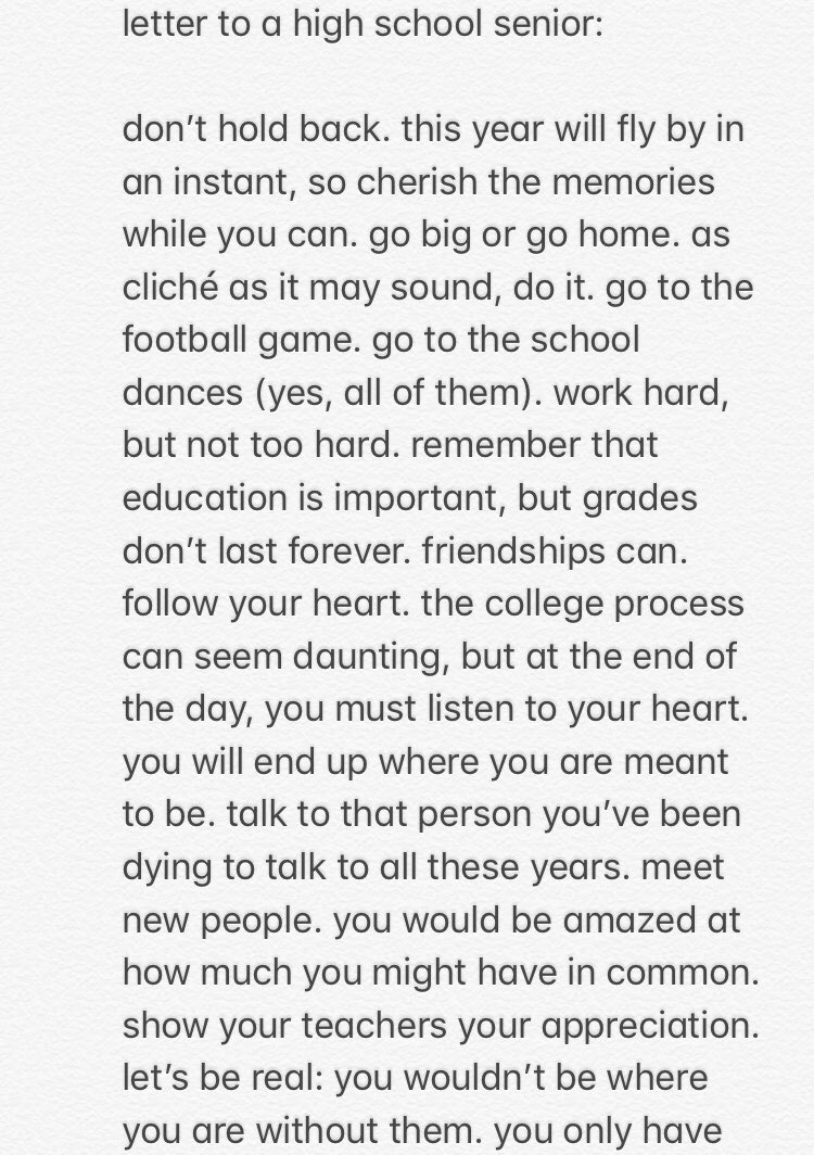 maddyroseeeeee's tweet photo. my letter to a high school senior (please read) https://t.co/FcyczTMfoZ