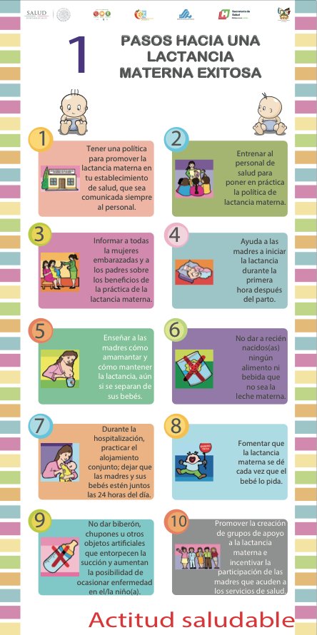 Recuerda hoy iniciamos con la Semana Mundial de la Lactancia Materna con el lema "Lactancia Materna: Fundamento de la Vida" la cual termina el día 7 de agosto. 
Sigue estos pasos para tener una lactancia exitosa.