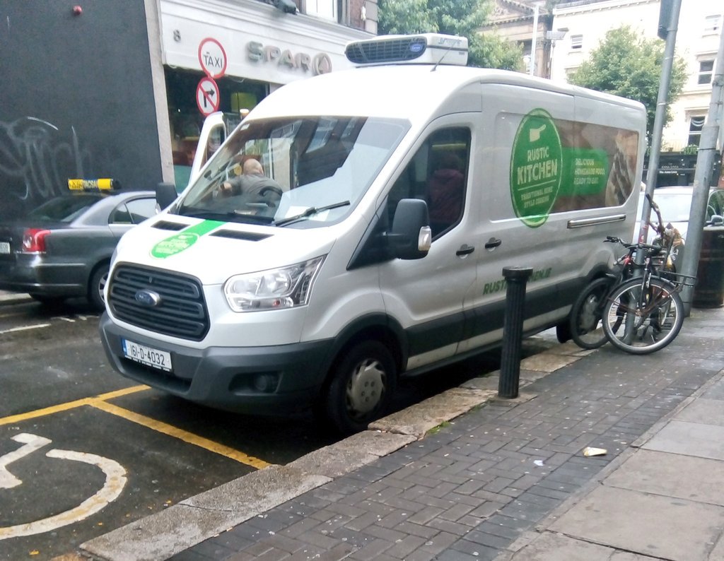 Van 161D4032 from <a href="/_RusticKitchen/">Rustic Kitchen</a> parked in disabled space on Cathedral Street in #DublinTown with no permit
#BadParking #OperationEnable 
#BackIn5