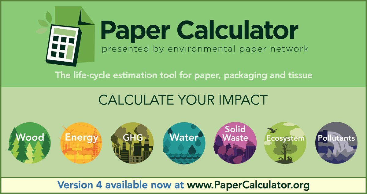 PasabanMachines's tweet image. An improved web-based #PaperCalculator, launched this month by the Environmental Paper Network North America @WhatsNYourPapr. 
Check it at PaperCalculator.org