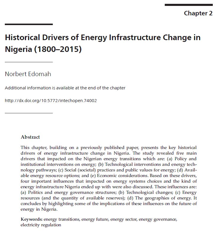 n_edomah's tweet photo. What are the drivers of #EnergySystems Change in #Nigeria?
#TechnologicalChanges #EnergyResources #EnergyGeopraphy #EnergyPolitics
@EnergyGeography @einigeria @AngliaRuskin @GSI_ARU @MinistryofPower
See new publication for answers
https://t.co/OSuURGIM4a https://t.co/gkG7NVXgJ6