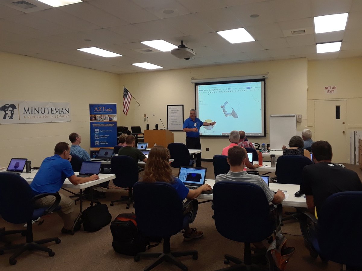 Day one of @Onshape #CAD boot camp with @BHSBobcatNews, @smalumni, @cascobayhs, @profileschoolnh, @IAcharterschool, @MHSPPAL, @MarshfieldSuper, and @YarmouthHS. 
#STEM #education #professionaldevelopment