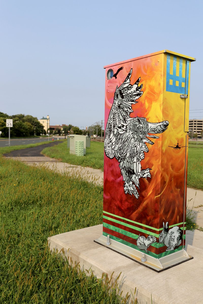 SouthLoopMN's tweet photo. #Callforart @bloomington_mn &amp; @ArtistryMN requesting proposals for designs to wrap utility boxes in South Loop. Can include photos of art, photography, poetry. Deadline 8/31. Guidelines/Application: https://t.co/TQzssanfC3. #ARTBOX design in photo by @JaGolfis. #publicart https://t.co/pHzTgftDJq