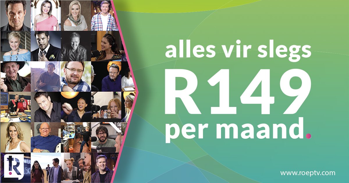 roep_tv's tweet photo. Wat kan jy als koop vir R149? 'n Familie ete vir vier? Nee! 'n Selfoonkontrak met data? Nee! 'n https://t.co/RtsyCniOyy subskripsie met oneindige toegang tot topklas Christen vermaak? JA! Maak seker om vanaf 1 September in te teken op https://t.co/RtsyCniOyy. #RoepTV #DieWaarheid https://t.co/ZFnmzxr1gb