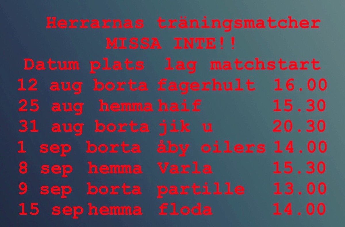 Välkomna till Halmstad Arena! <a href="/hallandsnyheter/">Hallands Nyheter</a> <a href="/Hallandsposten/">Hallandsposten</a> @svthalland <a href="/Halmstadpodden/">Halmstadpodden</a> <a href="/innebandymag/">Innebandymagazinet</a> <a href="/ibnytt/">ibnytt.se</a> <a href="/fagerhulthaboib/">Fagerhult Habo IB</a> <a href="/HovshagaAIFHerr/">Hovshaga AIF Herr</a> <a href="/jonkopings_ik/">Jönköpings IK</a> U <a href="/abyoilers/">Åby IBK Oilers</a> #VarlaIBK <a href="/PartilleWizards/">Partille Wizards</a> @FlodaIBKPodcast @