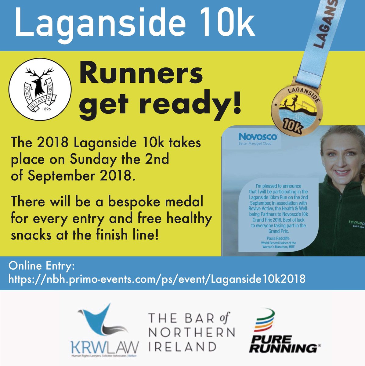 Have you booked your place for the Laganside 10k yet? 

#NorthBelfastHarriers club race! Pace yourself against Paula Radcliffe or against me! Front of the pack for #teamPaula, back of the pack for #teamRosy

Link below!

#stags #perspiretoinspire 
#runrosyrun 
#whatyawaitingfor