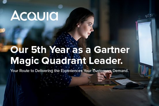 acquia's tweet image. The 2018 Gartner Magic Quadrant for Web Content Management report is out and—for the fifth consecutive year—Acquia is named in the Leaders quadrant. Learn more: bddy.me/2LGKWbf