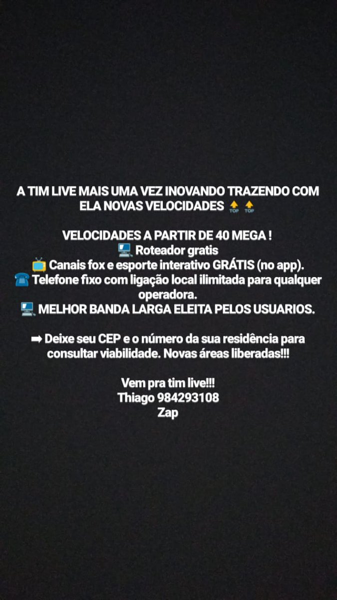 ThSouza93's tweet image. Chama no ZAP 984293108 #livetim