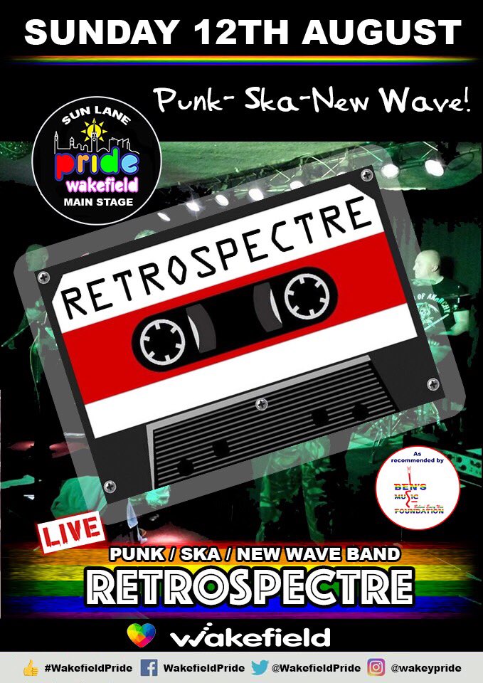 🏳️‍🌈 We’re proud to announce that PUNK, SKA &amp; NEW WAVE band #Retrospectre will be live on the main stage of the Official <a href="/WakefieldPride/">🏳️‍🌈 Wakefield Pride</a> 2018 event on Sun Lane on Sunday 12th August! 😁👍 #WakefieldPride #Wakefield #LGBT