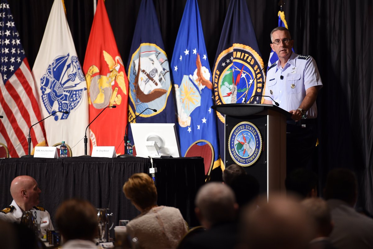 US_STRATCOM's tweet photo. From Gen Hyten's opening remarks at the 2018 #DeterrenceSymposium: "Deterrence is a lot more than nuclear. It is the first priority, but it cannot be the only one." #Deterrence #Integrated https://t.co/e12k1rC13j