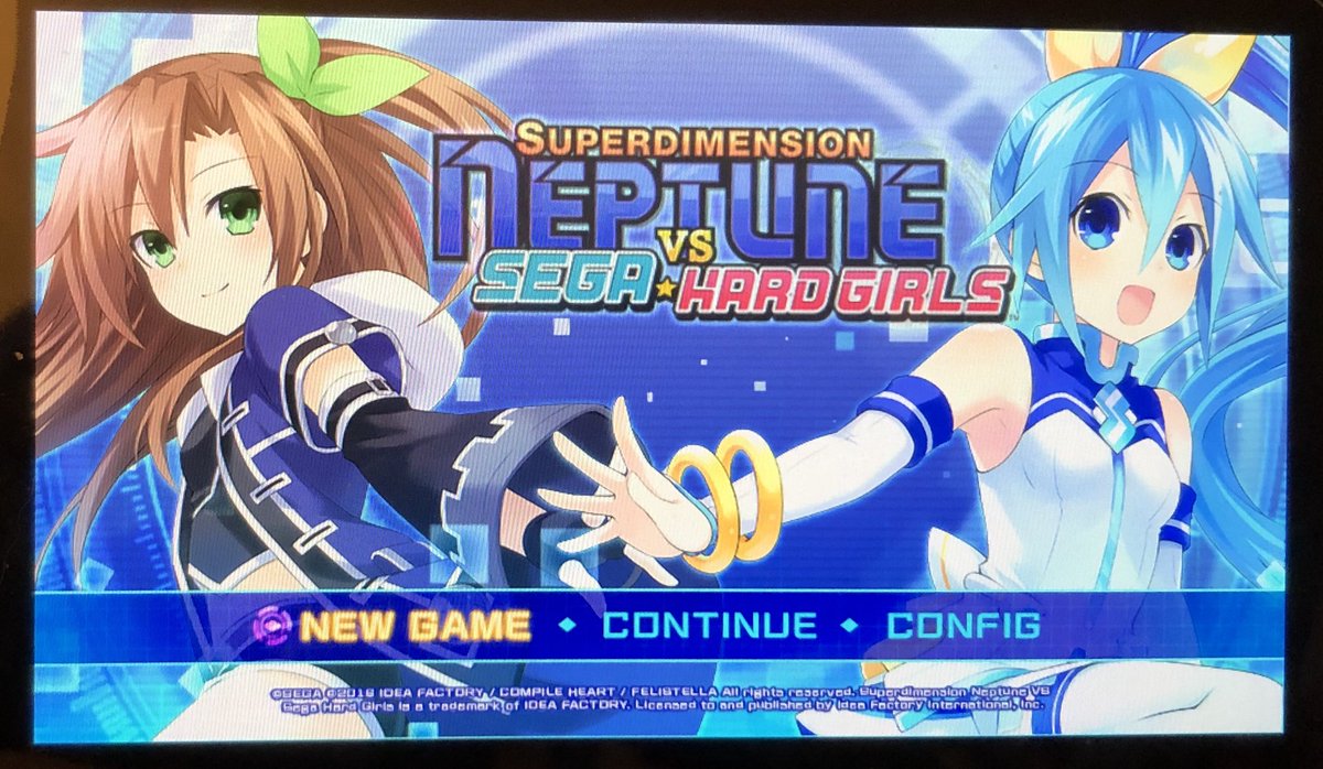 pawsrpg's tweet image. Also...new game time! Decided to go with something short &amp;amp; lighthearted and chose Superdimension Neptune VS Sega Hard Girls to play next on the Vita. I adore the Neptunia series and have been looking forward to this one :) #NepNepSega #TeamHandheld