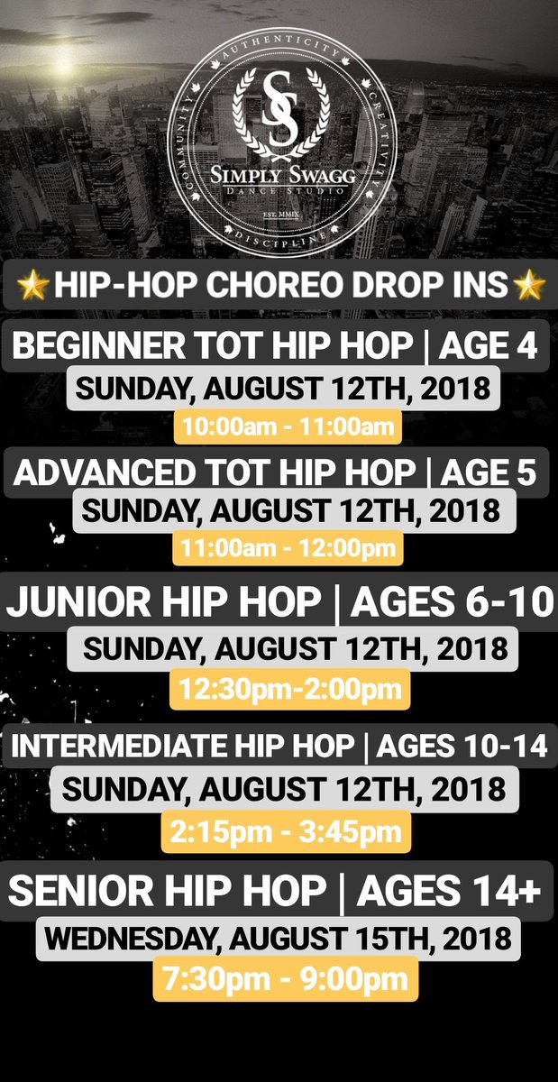 - Upcoming Drop In Dates - 

#scarborough #torontodance #danceontario #simplyswagg #dancestudio #worldofdance #blogto #insideto #dancer #danceclass #torontohiphop #hiphopcanada #kardinaloffishall #karlwolf #torontomusic #ovo #repsup #scarboroughtowncentre #scarboroughdance #fun