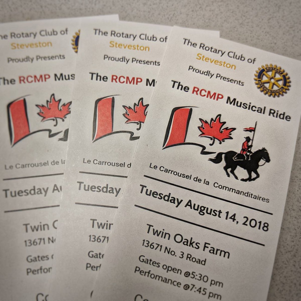 RichmondRCMP's tweet photo. The RCMP Musical Ride is making a stop in Richmond on August 14 and is generously being hosted by the @StevestonRotary. Get your tickets here: https://t.co/gXZN4NKv0t 
Proceeds go to charity #RichmondBC #RCMPMusicalRide https://t.co/TyZmox9sYF
