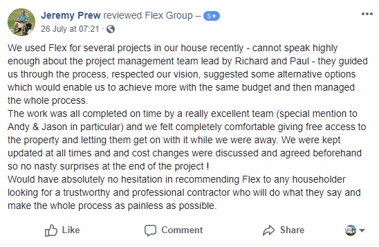 flexmain's tweet photo. Another 5 star review for us here at Flex. If you are looking for a quote for #building #gas #plumbing #joinery #electrical #painting #upvc then we'd love to hear from you on 01482 247505. https://t.co/WRxabZOkHS
