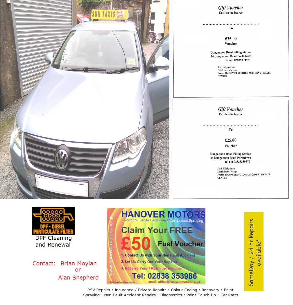 Another happy customer, Tony at Sun Taxi's walking away with his Free £50 Fuel Voucher for letting us repair his Non-Fault Accident. 
If you would like to know how to get your Free Voucher please check it out online at hanovermotors.co.uk or ring us.