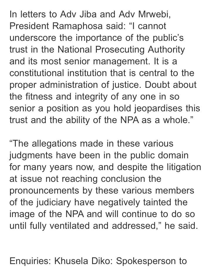 President Ramaphosa has had a busy 24 hours. Instituting inquiries into Jiba and Mrwebi’s fitness to hold office. 
Nothing yet about Sheepy Shaun.