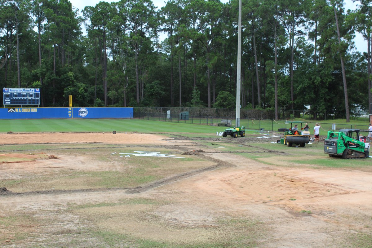 southGAstate's tweet photo. Renovations are underway at the SGSC W.A. Crider baseball field! Itβs going to be a great place to showcase our Hawks team! @SGSC_Baseball #sgscbaseball #baseball #renovation https://t.co/DEx6Ar9ged