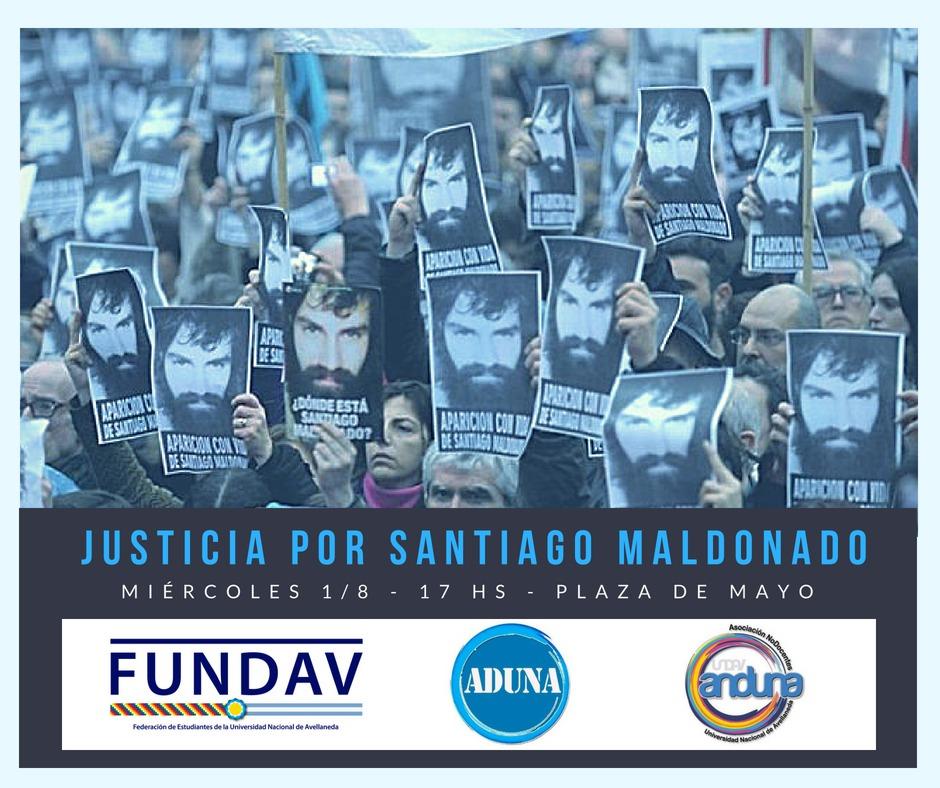 ADUNA_UNDAV's tweet photo. #HOY marchamos a Plaza de Mayo #SantiagoEsSolidaridad #SantiagoMaldonado #JusticiaPorSantiago

#UNDAVenLucha  nos encontramos por la zona del Cabildo
@ADUNA_UNDAV @GremioAnduna @FUNDAV2017 @PrensaCONADU @UNDAVOFICIAL @VivislaUNDAVSab
#UNDAV #ADUNA #ANDUNA #FUNDAV https://t.co/DElQOTCIRG