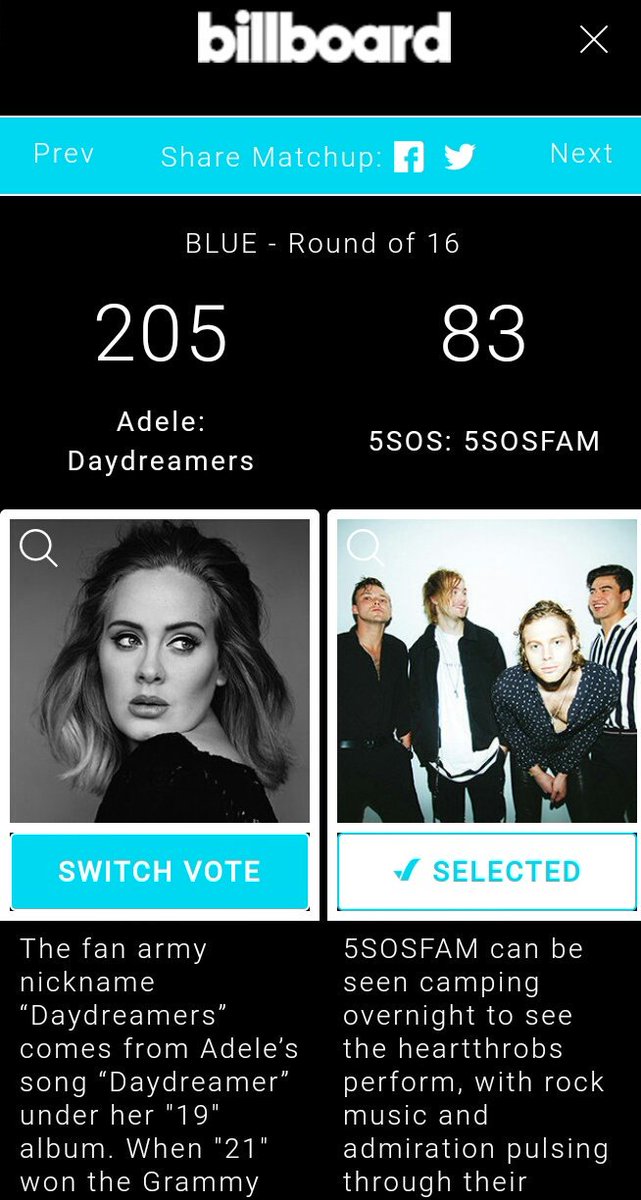 We're on the upper round against Adele! 

Keep voting! #5SOSFAM 
#MTVHottest 5sos