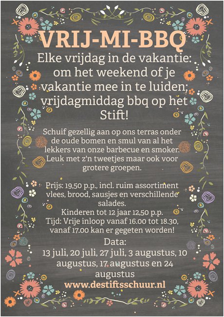 DeStiftsschuur's tweet photo. Deze vrijdag weer VRIJ-MI-BBQ op het Stift! Schuif ook gezellig aan! (vanaf 17.00 uur, 19,50 p.p!) (https://t.co/VnmTFLZCVA) https://t.co/3GsGIkm6jd