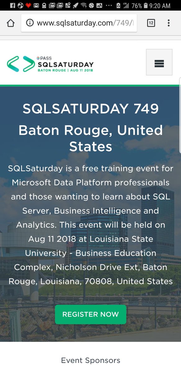 MooreTechworkz's tweet image. If you have nothing better to do on 8/11/18, come to SQLSaturday in Baton Rouge!!!