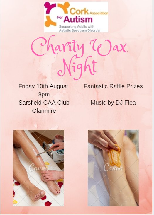 corkautism's tweet photo. Hi everyone, our staff are hosting a charity fundraiser in Sarsfield Hurling Club. 
All are welcome. Please come along to show your support for all the people taking part on the night.

#nohairdontcare #waxingisfun #nopainnogain #charity #fundraising  #corkautism #AutismAwareness https://t.co/8NtVilzSFK