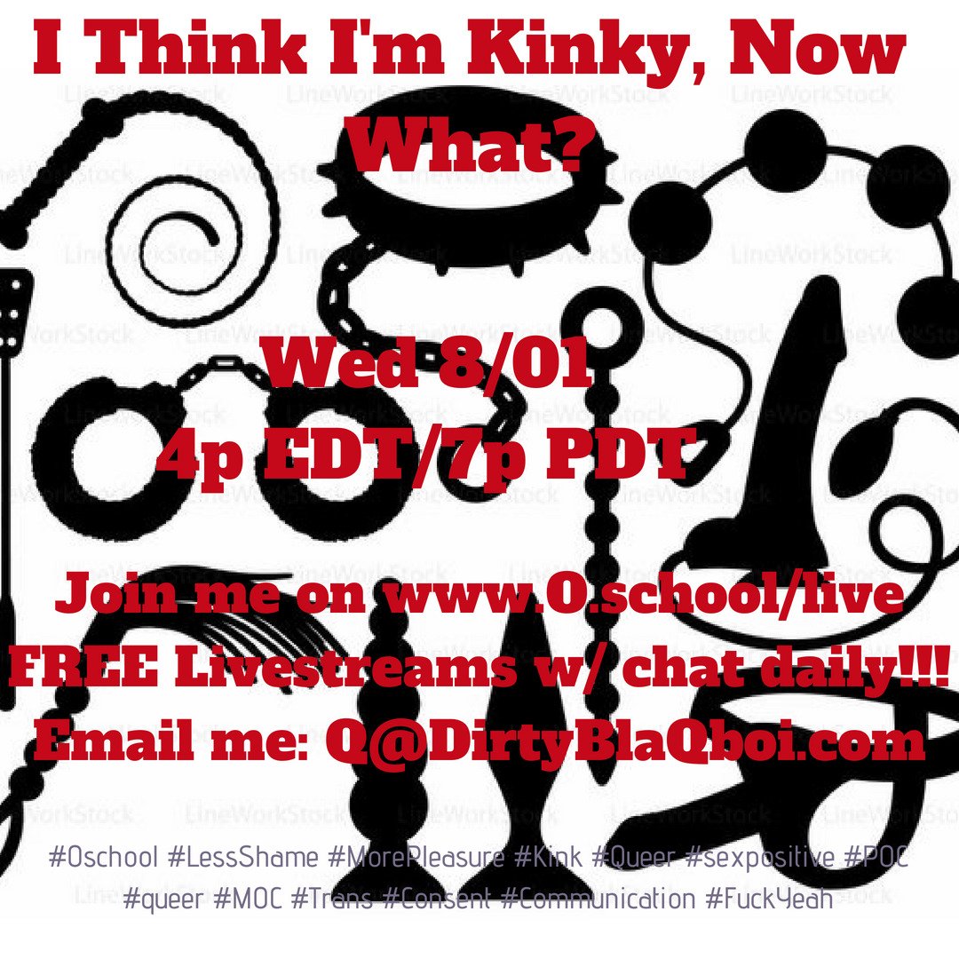 QWilsonCA's tweet photo. Let's talk #kink! Join me *today* at 4p PDT @OschoolLive!! #Kink101 #Oschool #LessShame #MorePleasure #Queer #SexPositive #POC #Consent https://t.co/EYJ8NRD3TG
