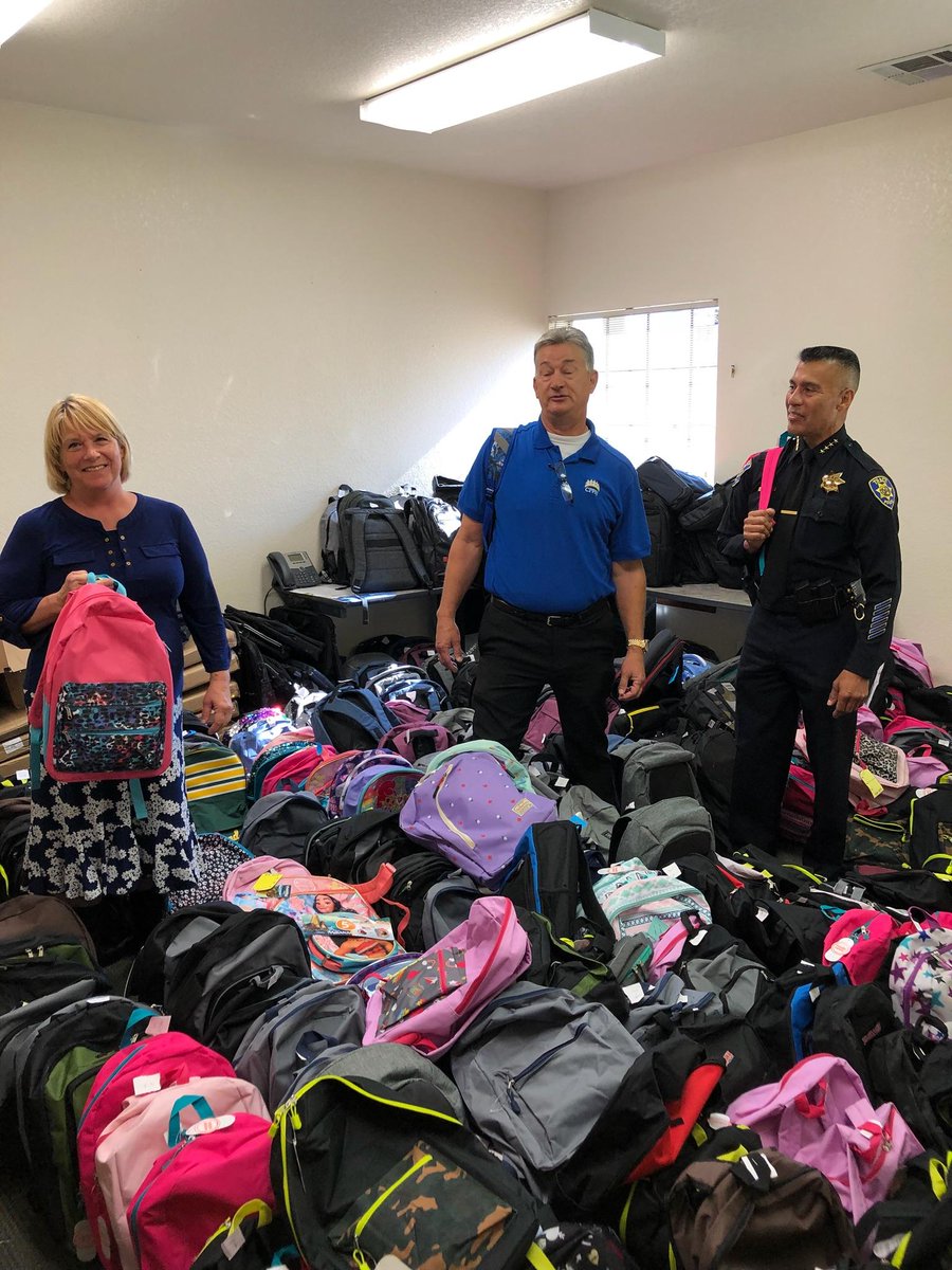 tracypdchief's tweet photo. At Tracy Family Resource Center, getting ready for the backpacks/school supply give away...Dave Eveler, and others, as usual did a great job in collecting over 400 backpacks this year!  Thank you, the kids will definitely be smiling today :) https://t.co/coKXwAaXAG