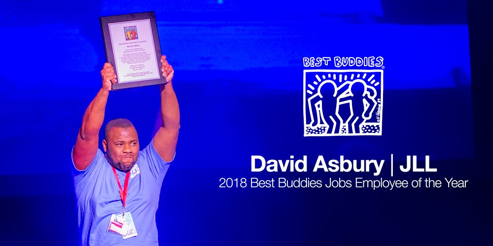 David Asbury's co-workers at <a href="/JLL/">JLL</a> know's he's committed to getting things done around the office, that's why we named him the 2018 #BestBuddiesJobs Employee of the Year! 🎥 Watch him receive his award at #BBLC2018 ➡️ youtu.be/kTrXYW-t0Cg <a href="/BestBuddiesNY/">Best Buddies NY</a> #WorkplaceWednesday