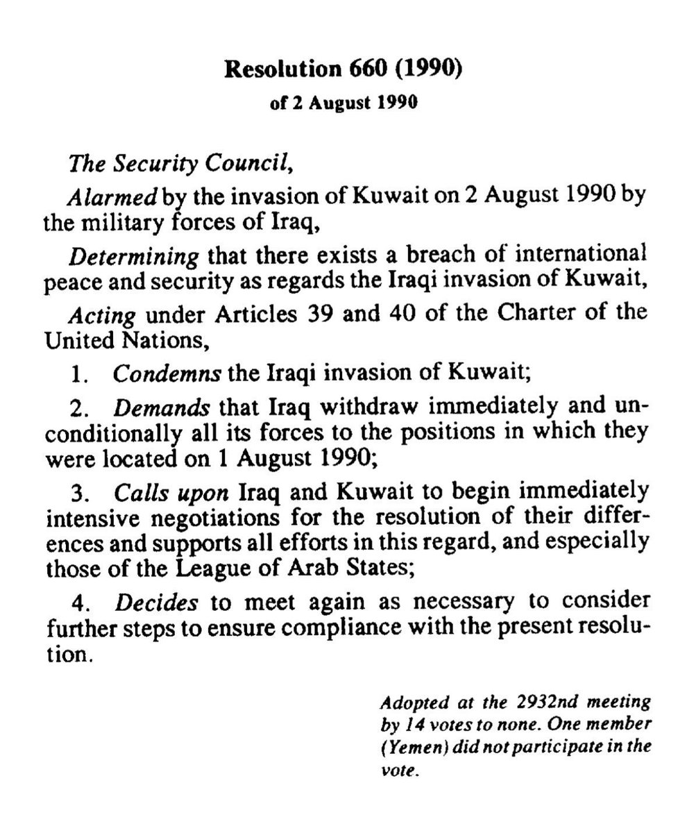 KuwaitMissionUN's tweet image. 🔴 On 2 August 1990, the @UN Security Council issued resolution 660 condemning the Iraqi invasion of #Kuwait, and determined that there exists a breach of international peace and security⬇️