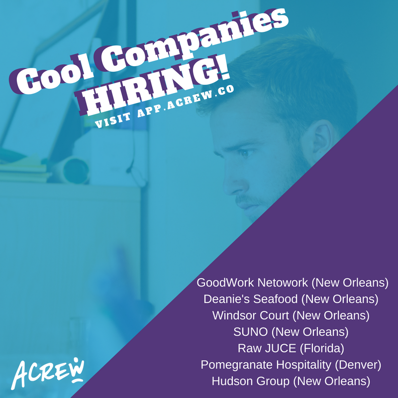 Looking for your next job? Check out who's hiring on Acrew! #joinacrew #acrew #jobsearch #followyournola #nowhiring