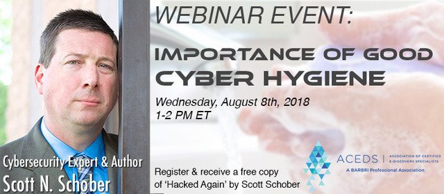 HackedAgainBook's tweet photo. #CyberHygiene Webinar https://t.co/sTkd5MfT5h  hosted by @ScottBVS @acedsonline - Register by 8-8-18 1-2 PM ET for free copy of #HackedAgain https://t.co/Eiib0OckT2