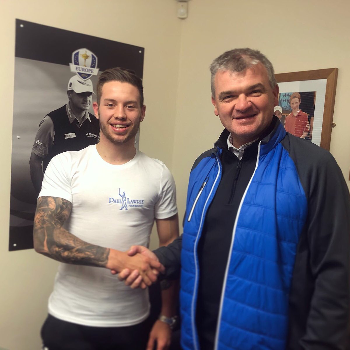 Had the pleasure of meeting Paul Lawrie today and excited to announce that I am now a ‘Paul Lawrie Foundation’ sponsored athlete. Thanks again for meeting me Paul, much appreciated.
#TeamSutherland
#TeamSkyaxe
#TeamMTKGLOBAL 
#TeamMTKScotland
#PaulLawrie 
#PaulLawrieFoundation