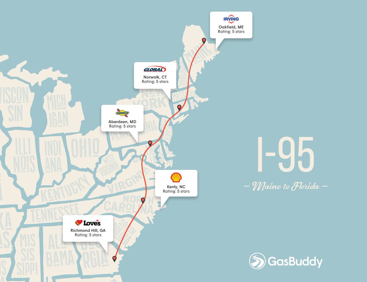 Road tripping this weekend on the East Coast? We've got the top-rated #gas stations along I-95: bit.ly/GBTopPitStops #WednesdayWisdom