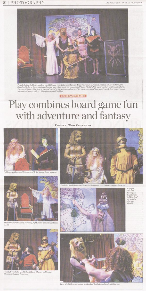 VegasTheatreCo's tweet photo. In case you missed our epic weekend of 'Quest World,' check out the photo spread the @LasVegasSun did on this magical show. Thanks guys! #cockroachtheatre #questworld #lasvegastheatre #eatmoreart #lasvegassun https://t.co/gHp5WgEmUG