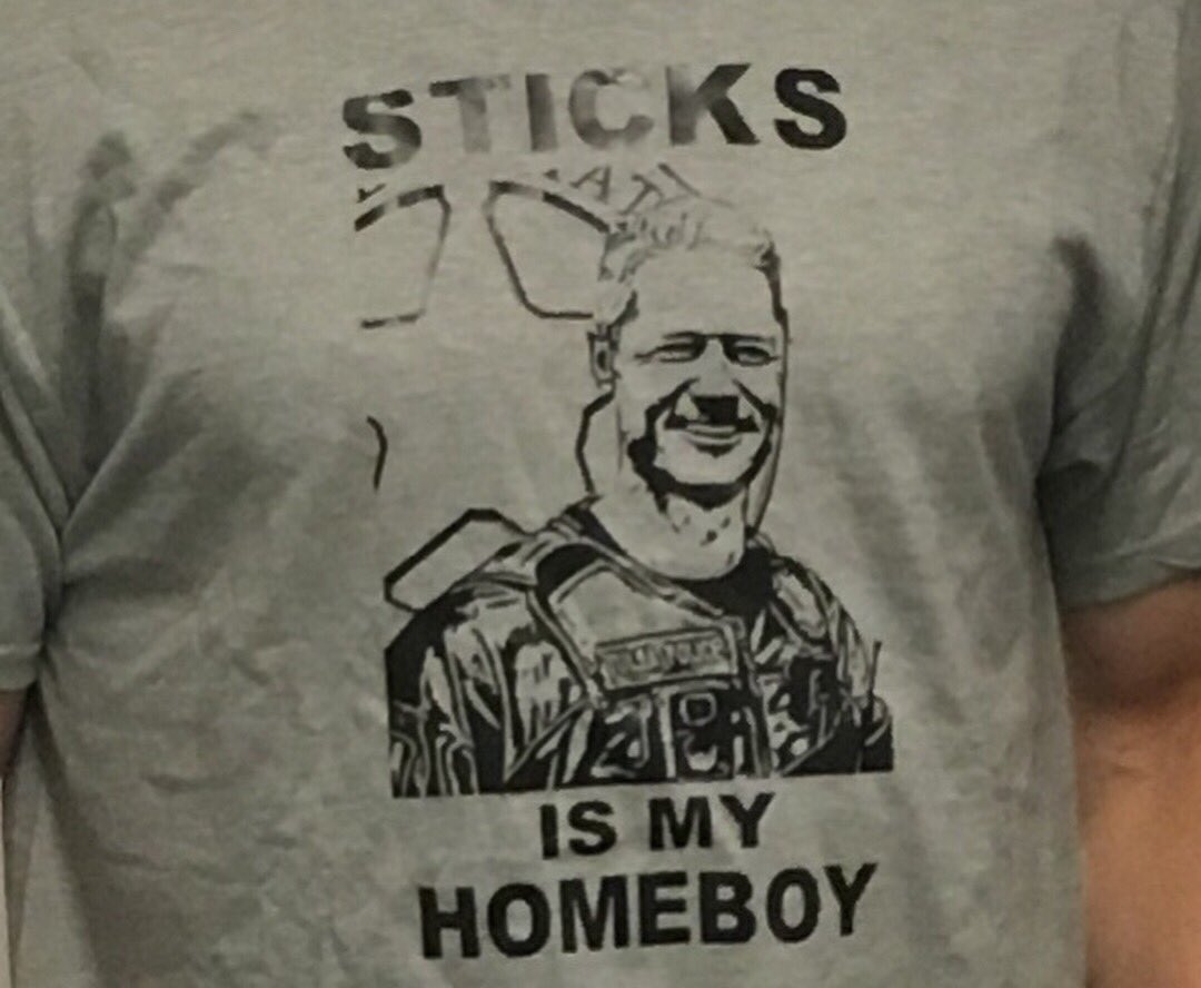 Sean_C_Larkin's tweet photo. Huge thank you to an amazing LivePD fan for sending these “Sticks is my homie” shirts. @danabrams @TomMorrisJr1 https://t.co/JGY1OLWC3e