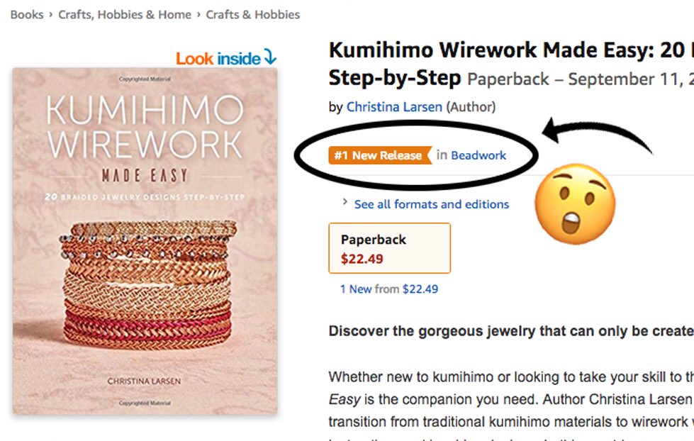 CSLdesignsuk's tweet photo. Found out today that my book is #1 New Release in Beadwork on Amazon, and it’s not even out yet. Can’t quite believe it 😄. Doing that hustle pays off @robertoblake 
#firstbook #kumihimowireworkmadeeasy #CSLdesigns #diyjewelry #hustle https://t.co/xjoDfrmYrK