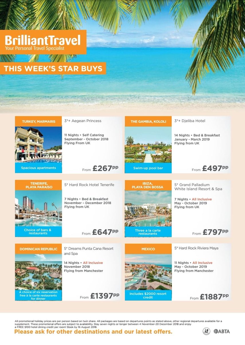#amazing #Deals 

#bargains #holidays #holiday #Honeymoon #familytravel #Travel #tourism #LuxuryTravel #luxury #luxurylifestyle #Tenerife #Canarias #Turkey #Gambia #DominicanRepublic #Mexico #Ibiza #Ibiza2018