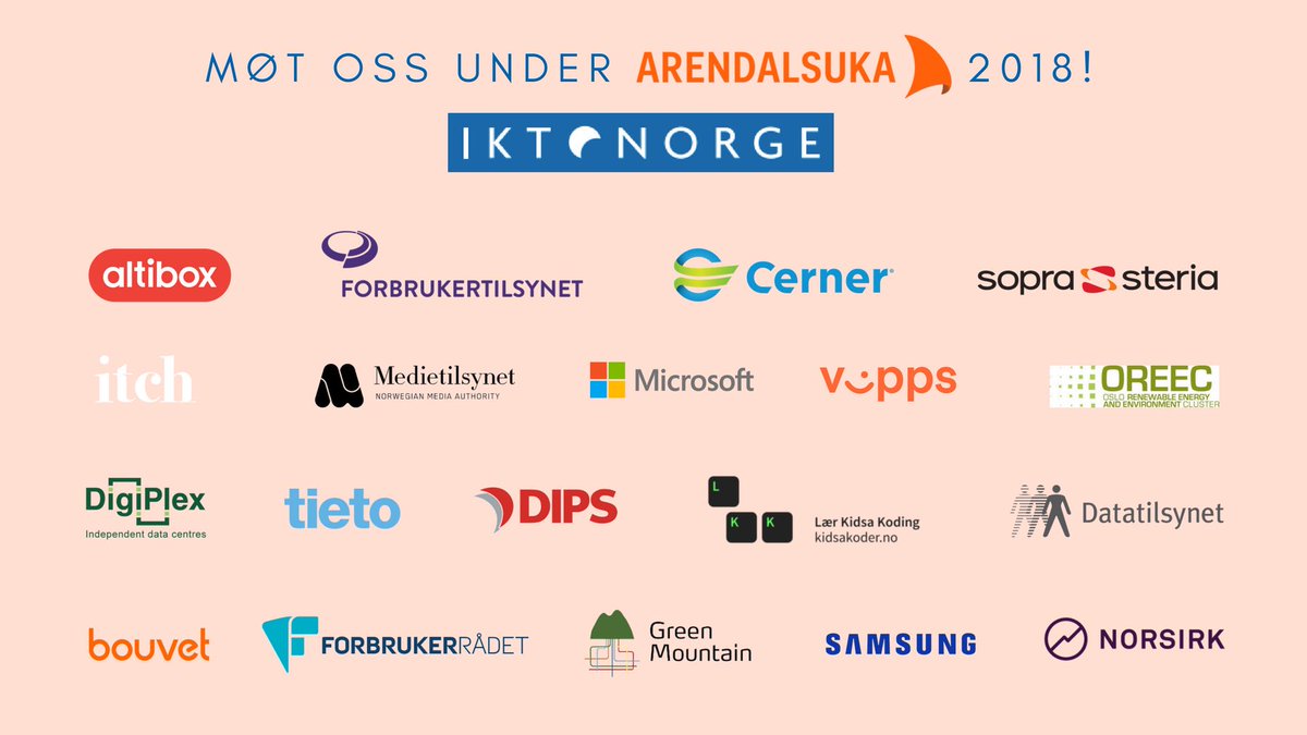 IKTNorge's tweet photo. Vi gleder oss til @ArendalsUka 2018!☀️ Møt oss og våre samarbeidspartnere på en rekke events i løpet av uken: https://t.co/L43bWzlIAo https://t.co/3z0IB2Agcz