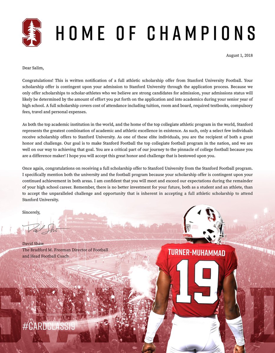 TurnerSalim's tweet image. My full scholarship to Stanford University is official! #CardClass19