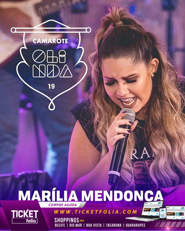 ticketfolia's tweet photo. Tá confirmada mais uma super atração: Marília Mendonça! O #CamaroteOlinda2019 promete e você não pode ficar de fora dessa.⠀

COMPRE AGORA:⠀
🌐 https://t.co/30u6ErQ1fl⠀
⠀
#MariliaMendonça⠀
#TicketFolia Os melhores ingressos estão aqui!⠀ https://t.co/Dkd946Desh
